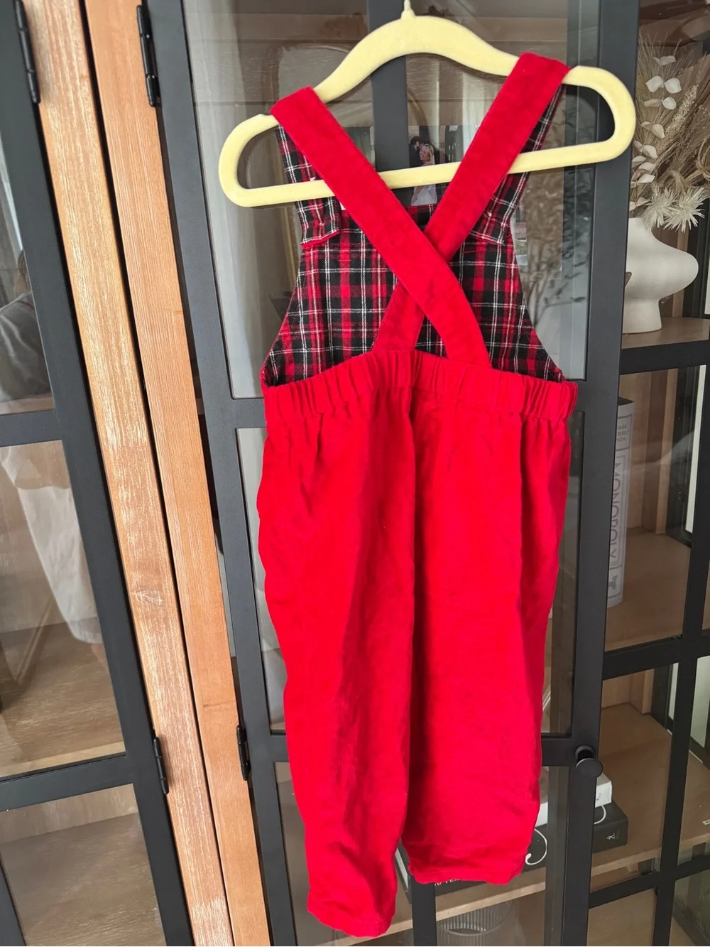 Vintage 90s Old Navy velvet overalls velour toddler baby christmas y2k plaid